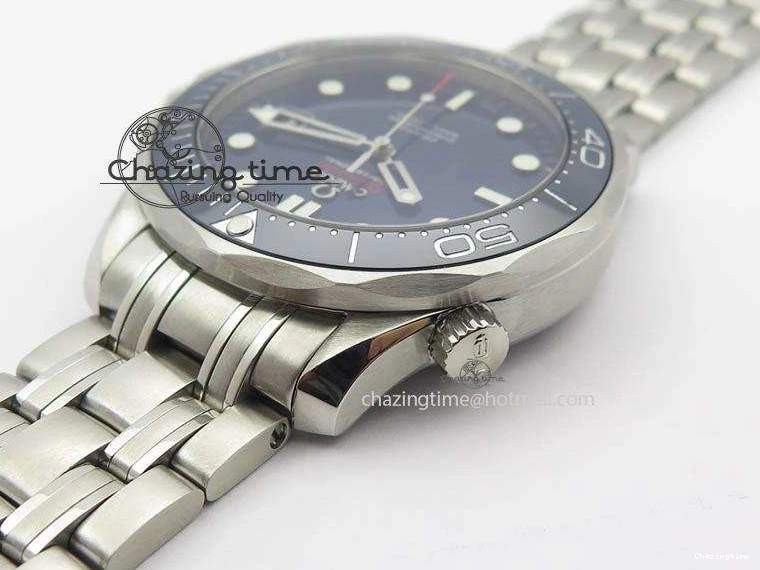 0226 WaterResistant Seamaster 300M SS MK 1:1 Best Edition Blue Dial Blue Ceramic Bezel On SS Bracelet A 8175